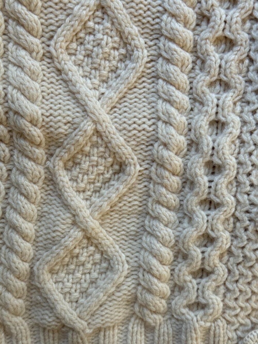 Garnet Hill Cream Fisherman's Cardigan Sweater - Picture 5 of 9